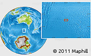 Physical Location Map of the area around 53° 47' 48" S, 130° 58' 29" E