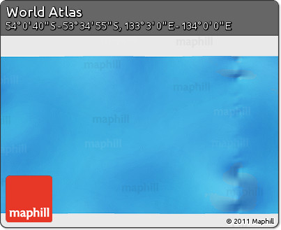 Physical 3D Map of the Area around 53° 47' 48" S, 133° 31' 30" E