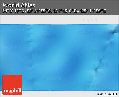 Physical 3D Map of the Area around 53° 47' 48" S, 135° 13' 29" E