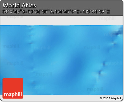 Physical 3D Map of the Area around 53° 47' 48" S, 135° 13' 29" E
