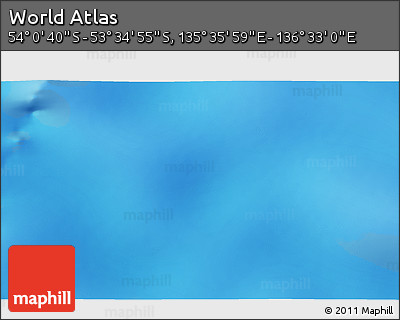 Physical 3D Map of the Area around 53° 47' 48" S, 136° 4' 29" E