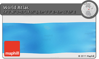 Physical Panoramic Map of the Area around 53° 47' 48" S, 139° 28' 29" E