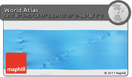 Physical Panoramic Map of the Area around 53° 47' 48" S, 140° 19' 29" E