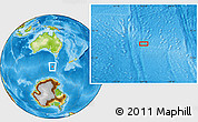 Physical Location Map of the area around 53° 47' 48" S, 141° 10' 30" E