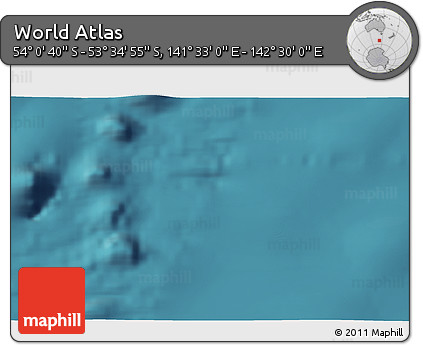 Satellite 3D Map of the Area around 53° 47' 48" S, 142° 1' 30" E