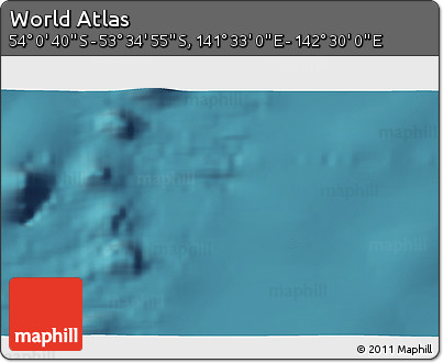 Satellite 3D Map of the Area around 53° 47' 48" S, 142° 1' 30" E