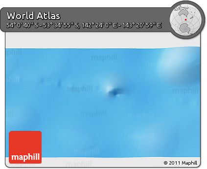 Shaded Relief 3D Map of the Area around 53° 47' 48" S, 142° 52' 30" E