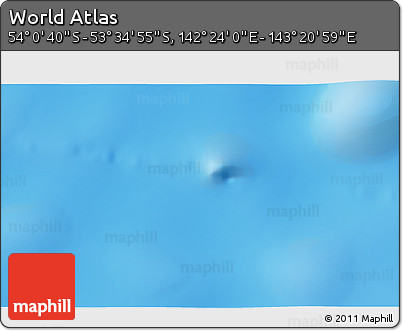 Shaded Relief 3D Map of the Area around 53° 47' 48" S, 142° 52' 30" E