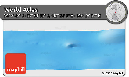 Physical Panoramic Map of the Area around 53° 47' 48" S, 142° 52' 30" E