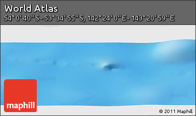 Physical Panoramic Map of the Area around 53° 47' 48" S, 142° 52' 30" E