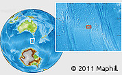 Physical Location Map of the area around 53° 47' 48" S, 143° 43' 29" E