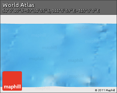 Physical 3D Map of the Area around 53° 47' 48" S, 144° 34' 29" E