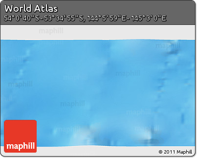 Physical 3D Map of the Area around 53° 47' 48" S, 144° 34' 29" E
