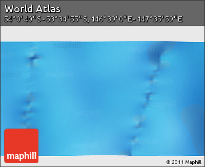 Physical 3D Map of the Area around 53° 47' 48" S, 147° 7' 30" E