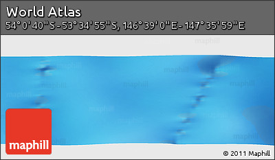 Physical Panoramic Map of the Area around 53° 47' 48" S, 147° 7' 30" E