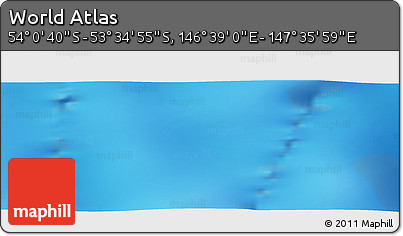 Physical Panoramic Map of the Area around 53° 47' 48" S, 147° 7' 30" E