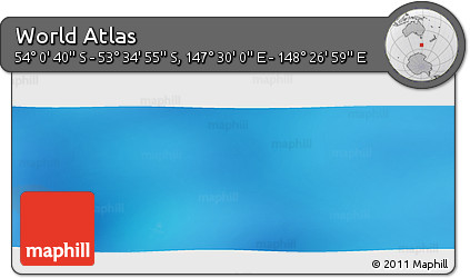 Physical Panoramic Map of the Area around 53° 47' 48" S, 147° 58' 29" E