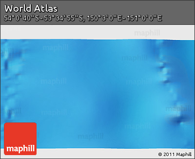 Physical 3D Map of the Area around 53° 47' 48" S, 150° 31' 30" E