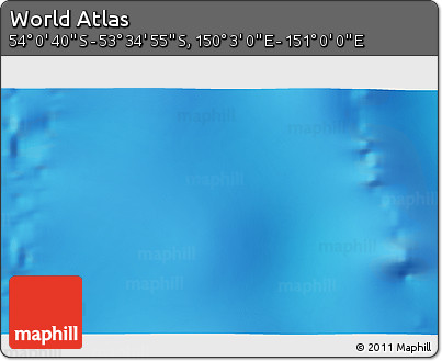 Physical 3D Map of the Area around 53° 47' 48" S, 150° 31' 30" E