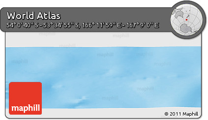 Physical Panoramic Map of the Area around 53° 47' 48" S, 166° 40' 30" E