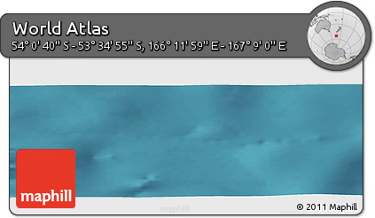 Satellite Panoramic Map of the Area around 53° 47' 48" S, 166° 40' 30" E