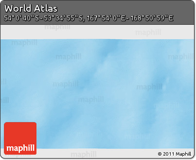 Physical 3D Map of the Area around 53° 47' 48" S, 168° 22' 30" E