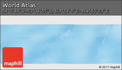 Physical Panoramic Map of the Area around 53° 47' 48" S, 168° 22' 30" E