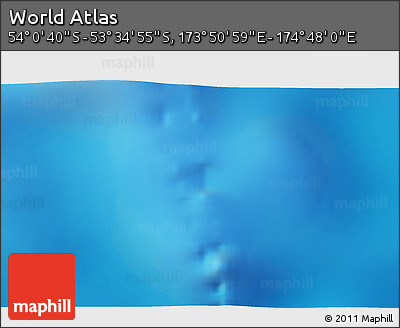 Physical 3D Map of the Area around 53° 47' 48" S, 174° 19' 29" E