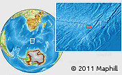 Physical Location Map of the area around 53° 47' 48" S, 23° 52' 30" E