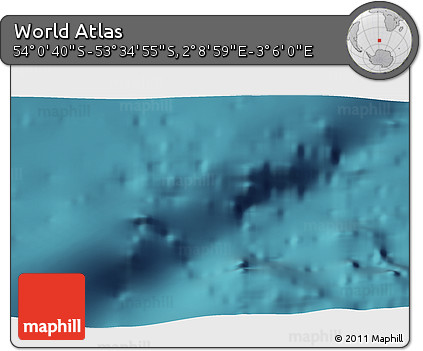 Satellite 3D Map of the Area around 53° 47' 48" S, 2° 37' 30" E