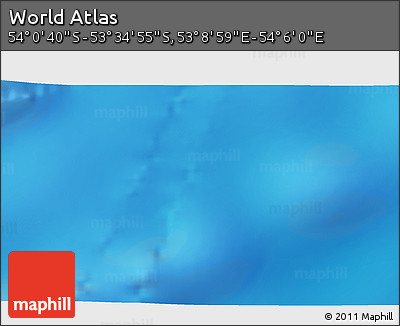 Physical 3D Map of the Area around 53° 47' 48" S, 53° 37' 30" E