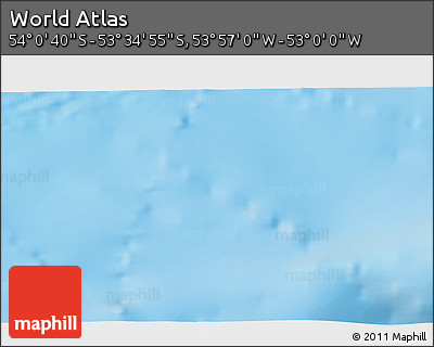Physical 3D Map of the Area around 53° 47' 48" S, 53° 28' 30" W