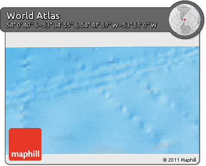 Physical 3D Map of the Area around 53° 47' 48" S, 54° 19' 30" W