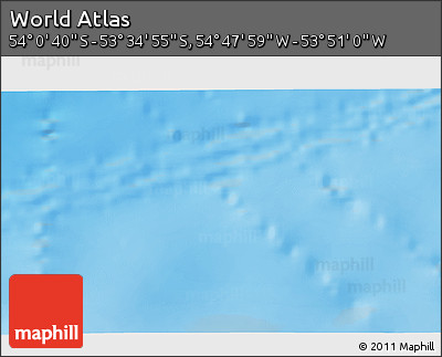 Physical 3D Map of the Area around 53° 47' 48" S, 54° 19' 30" W
