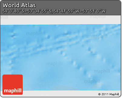 Physical 3D Map of the Area around 53° 47' 48" S, 54° 19' 30" W