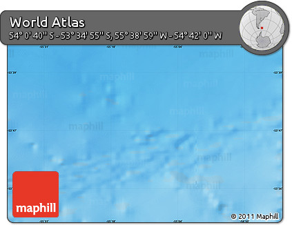Physical Map of the Area around 53° 47' 48" S, 55° 10' 29" W