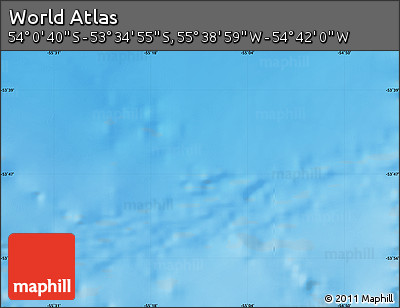 Physical Map of the Area around 53° 47' 48" S, 55° 10' 29" W