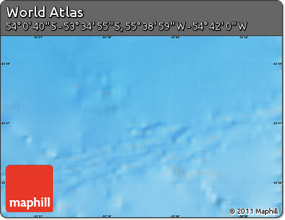 Physical Map of the Area around 53° 47' 48" S, 55° 10' 29" W