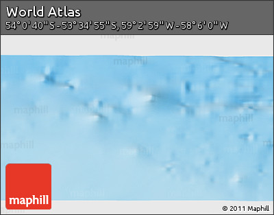 Physical 3D Map of the Area around 53° 47' 48" S, 58° 34' 30" W