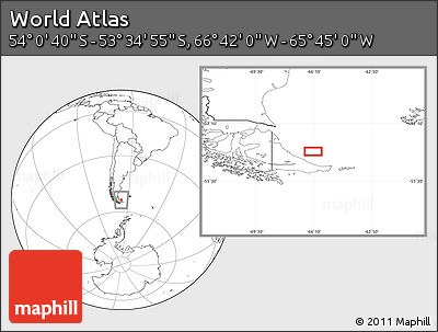 Blank Location Map of the Area around 53° 47' 48" S, 66° 13' 29" W