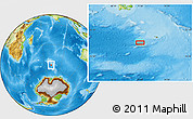 Physical Location Map of the area around 53° 47' 48" S, 71° 28' 29" E