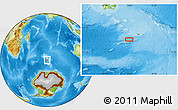 Physical Location Map of the area around 53° 47' 48" S, 72° 19' 29" E