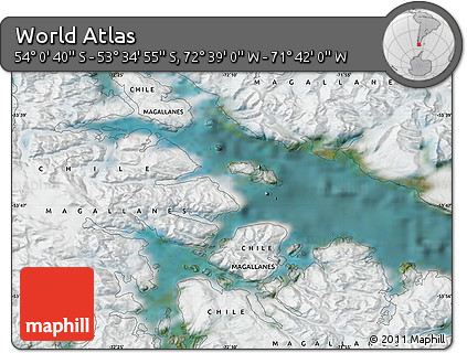 Satellite Map of the Area around 53° 47' 48" S, 72° 10' 30" W