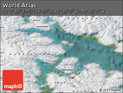 Satellite Map of the Area around 53° 47' 48" S, 72° 10' 30" W