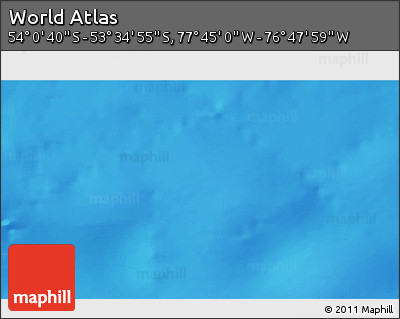 Physical 3D Map of the Area around 53° 47' 48" S, 77° 16' 30" W