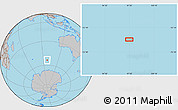 Gray Location Map of the area around 53° 47' 48" S, 97° 49' 29" E