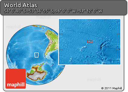 Physical Location Map of the Area around 53° 47' 48" S, 97° 40' 30" W