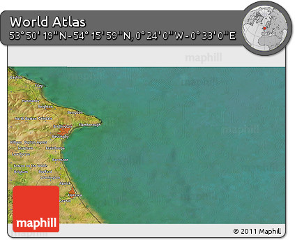 Satellite 3D Map of the Area around 54° 3' 9" N, 0° 4' 30" E