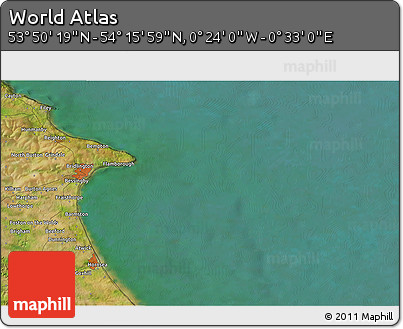 Satellite 3D Map of the Area around 54° 3' 9" N, 0° 4' 30" E