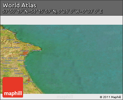 Satellite 3D Map of the Area around 54° 3' 9" N, 0° 4' 30" E